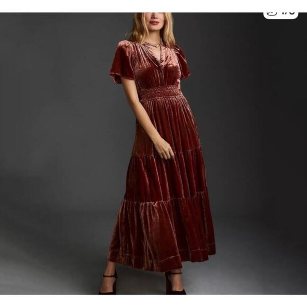 Anthropologie The Somerset Velvet Maxi Dress XS